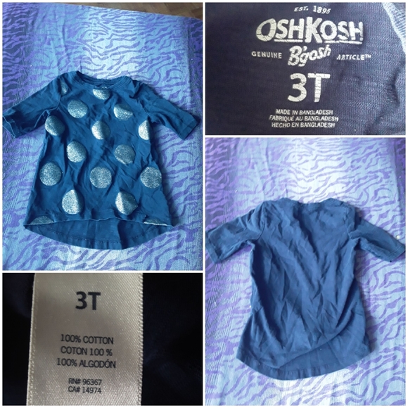 OshKosh B'gosh Girls Polka dot Long Teeshirt - Picture 1 of 10